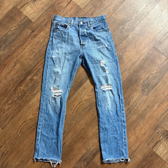 Levi’s Premium 501 original fit button fly distressed jeans - Picture 2 of 7